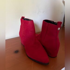 Target Red Faux Suede Ankle Booties